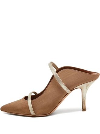 Malone Souliers pre-owned 80mm Maureen pointed-toe mules - women - Leather/Leather/Leather/Fabric - 38.5 - Brown