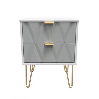 Welcome Furniture Glitz Ready Assembled Bedside Table with 2 Drawers - Shadow Matt & Grey - Welcome Furniture | TJ Hughes
