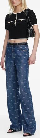 Self Portrait Lightweight Bow Embellished Jeans