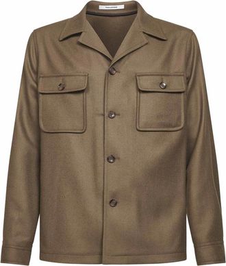 Tagliatore Jassen, Heren, Bruin, M, Wol, Four-Button Single-Breasted Jacket