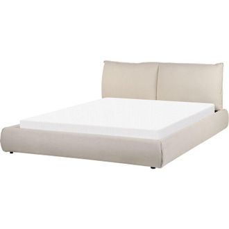 Beliani Beliani - Cama De Agua Moderna Tapizada 160 X 200 Cm Somier Con Colch&oacute;n Tela Beige Vinay