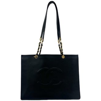 Chanel Black Grained Calfskin Tote Bag (Pre-Owned)