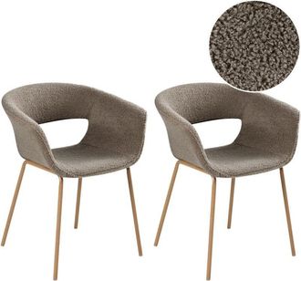 Beliani Set of 2 Dining Chairs ELMA Taupe