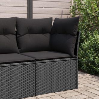 vidaXL Divano Angolare da Giardino con Cuscini Nero in Polyrattan - Vidaxl