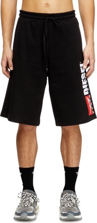 Diesel Fleece shorts with maxi logo patch - Shorts - Man - Black