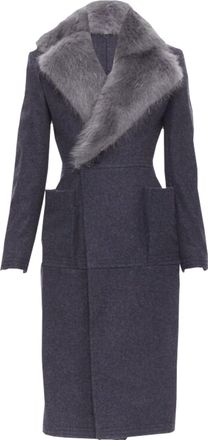 Thom Browne beaver fur collar wool felt silk lined coat