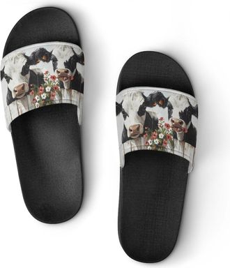 Generic Funny Cows Painting Shower Shoes Slipper for Women Men Beach Slippers Quick Drying Non Slip Open-Toe Sandals