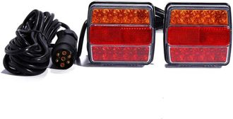 OEM Juego De 2 Luces Traseras Led Para Remolque De 12 V Con Reflector Integrado, Cable De 7,5 M, Enchufe De 7 Pines, Luz Trasera Izquierda Y Derecha, Con 