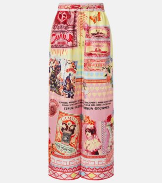 Camilla Pantaloni a gamba larga in seta con stampa