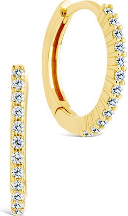 Sterling Forever Sterling Siver Pave CZ Micro Hoops