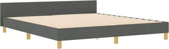 vidaXL Estructura De Cama Con Cabecera Gris Oscuro 180 X 200 Cm Tela Vidaxl