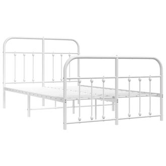 Berkfield Home Metal Bed Frame with Headboard & Footboard White 120x200 cm | Size: Small Double