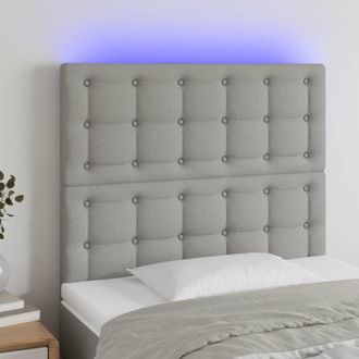 vidaXL Cabecero Con Luces Led Tela Gris Claro 80x5x118/128 Cm Vidaxl