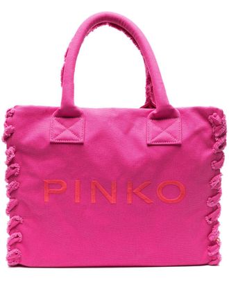 Pinko logo-embroidered beach bag