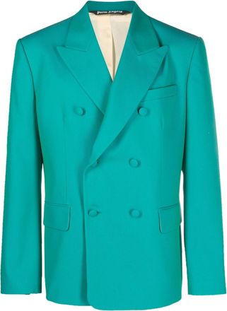 Palm Angels double-breasted blazer - men - Cupro/Cotton/Polyester/Cotton - 48 - Blue