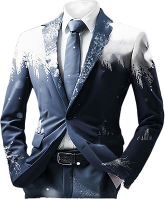 Generic Christmas Suits for Men UK Mens Christmas Blazer Jacket Red Blazer Men Jacket Christmastree Funny ChristmasFestive Slim Fit Leisure Party Outfit Festi