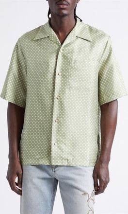 Amiri MA Polka Dot Silk Camp Shirt in Green Tea Archived at Nordstrom, Size Xxx-Large