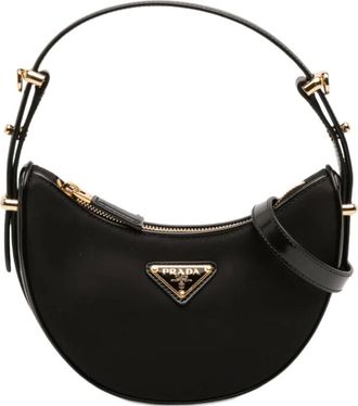 Prada 2013-2025 Small Re Nylon and Leather Arque satchel - women - Nylon/Calf Leather/Leather - One Size - Black