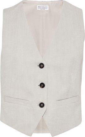 Brunello Cucinelli linen-blend waistcoat - women - Viscose/Linen/Flax - 38 - Grey