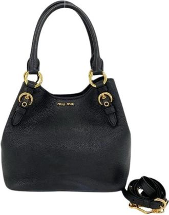Miu Miu Pre-owned Leren 2way Handtas - Dames - Vintage Handtas - Zwart - ONE Size - Leer - Vintage