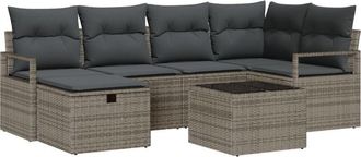vidaXL Vidaxl - Garden Sofa Set 7 pcs Grey 232 x 122 x 85 cm Poly rattan