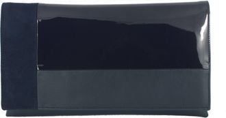 Loni Contrast Clutch Bag, Shoulder Bag, Patent Suede Navy