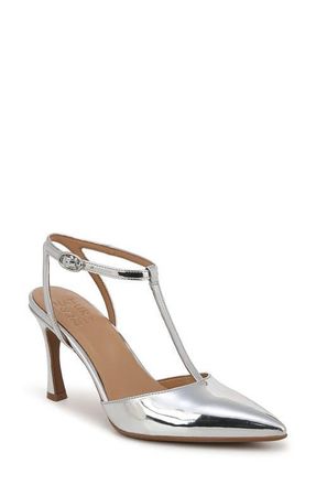 Naturalizer Astrid T-Strap Pointed Toe Pump in Silver Faux Leather at Nordstrom, Size 5.5