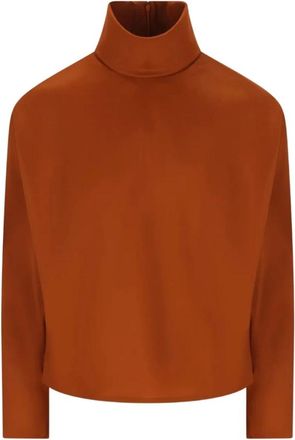 Saint Laurent Gestructureerde Schouder Turtleneck - Dames - Coltruien - Oranje - XS - Organza - Truien & Vesten