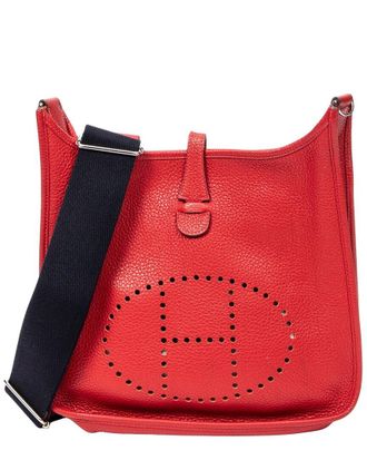 Herm&egrave;s Red Clemence Leather Evelyne Iii Pm (Authentic Pre-Loved)
