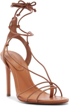 Schutz Demetria Ankle Strap Stiletto Sandal in Earth Clay at Nordstrom, Size 10.5