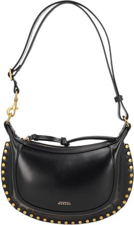 Isabel Marant Crescent-Shaped Black Calf Leather Shoulder Bag with Gold Hardware