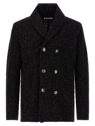 Brunello Cucinelli Double-Breasted Cardigan Sweaters And Cardigans Black