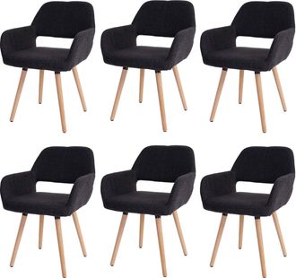 Hhg Hhg - Nunca Usado] Juego De 6 Sillas De Comedor 429 Ii, Silla De Cocina, Dise&ntilde;o Retro A&ntilde;os 50, Textil, Gris Oscuro, Patas Claras