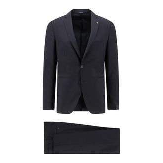 Tagliatore Single Breasted Suits, male, Blue, Size: L Virgin Wool Two-Piece Suit