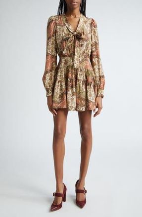 Ulla Johnson Maris Print Long Sleeve Silk Minidress in Aura at Nordstrom Rack, Size 0