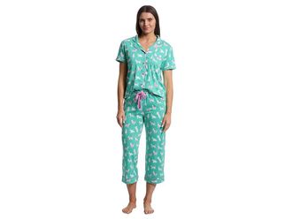 PJ Salvage Whimsy Pajama Set Womens Pajama Sets Sea Moss : SM (US 4), Cotton/Jersey/Modal