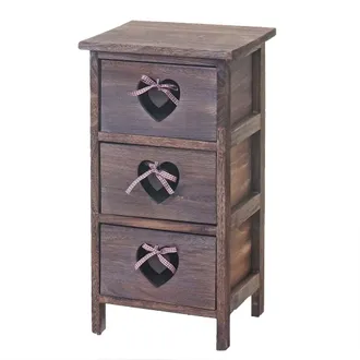 Hhg Non Utilizzato] Cassettiera Comodino Shabby Vintage Forli Legno Di Paulonia Marrone 25x29x55cm 3 Cassetti