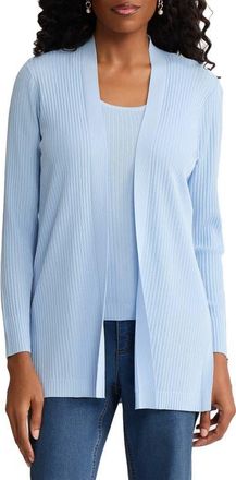 Jones New York Sutton Open Front Rib Knit Cardigan in Breeze Blue at Nordstrom, Size X-Large