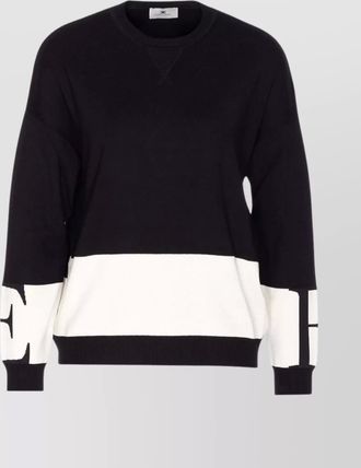 Elisabetta Franchi logo intarsia color-block crew-neck jumper