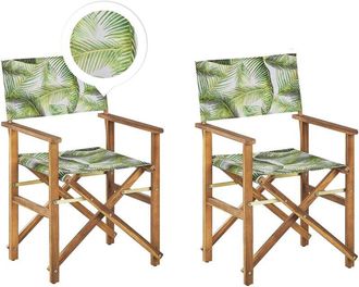 Beliani Set of 2 Garden Chairs CINE Acacia Wood Light Green