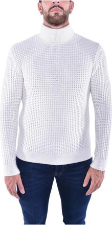 Eleventy Wollen Slim Fit Dolcevita Sweater - Heren - Coltruien - Wit - S - Wol - Truien & Vesten