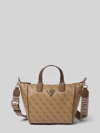Guess Tote Bag mit Allover-Logo-Print Modell Follie in Hellbraun, Gr&ouml;&szlig;e 1