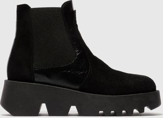 FLY London Womens Zinp 314 Chelsea Ankle Boots In Black Suede