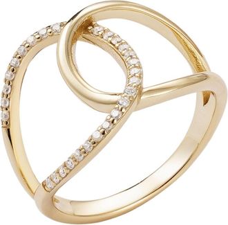Adornia 14k Gold Vermeil.925 Sterling Silver CZ Tall Infinity Ring