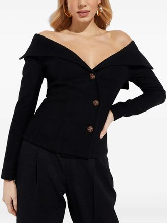 Marianna Senchina off-shoulder buttoned top - women - Wool - L - Black