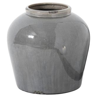 Hill Interiors Ceramic Glazed Juniper Vase in Grey