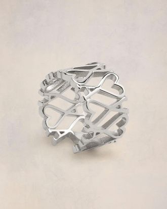Ami Silver Brass Ami de Coeur Ring Grey - 52 - Unisex