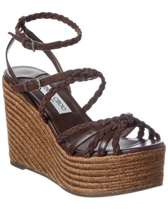Jimmy Choo London Nyra 100 Leather Wedge Sandal