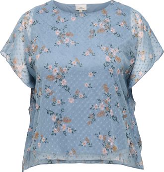 Only Carmakoma Blusenshirt ONLY CARMAKOMA CARSIGRID LIFE SS O-NECK TOP AOP, Damen, Gr. 42, riviera aop:cornflower, Jersey, Obermaterial: 100% Polyester, bedruckt, re