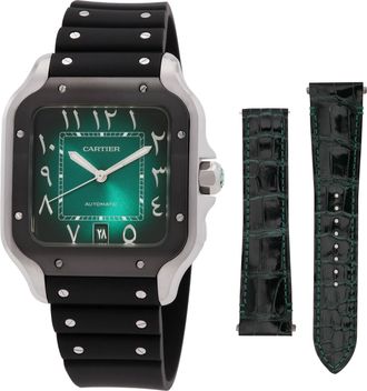 Cartier Santos Automatic Hindu-Arabic Green Dial Watch WSSA0055